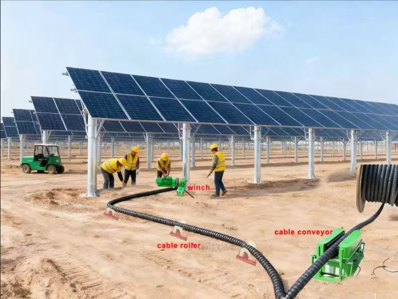 soalr panel project with cable conveyor