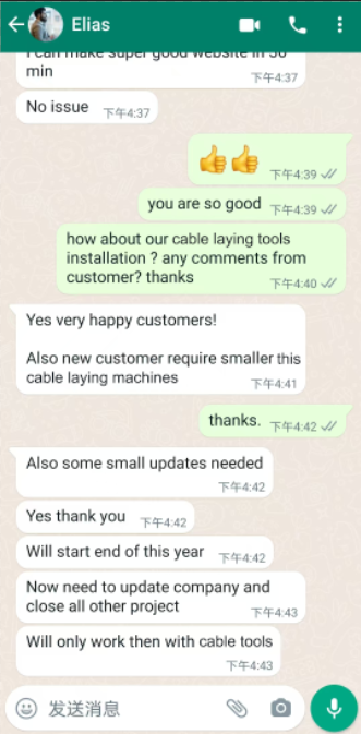 cable laying machine customer prove